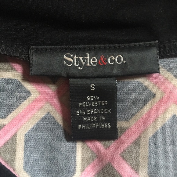 Style & Co.-Geometric Black Pink Dress - Picture 4 of 5